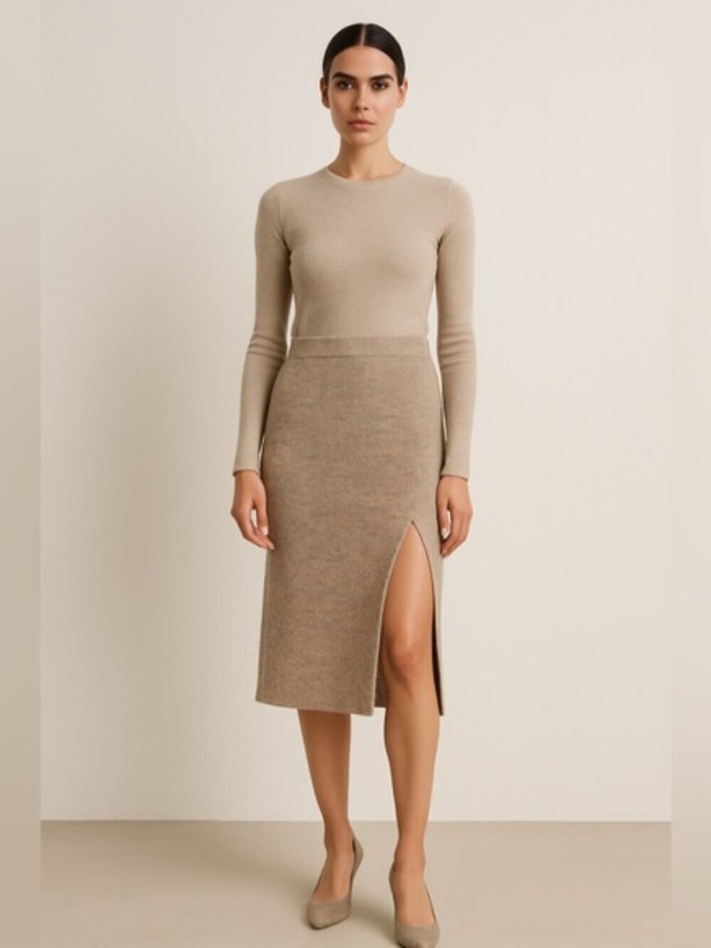 Heartloom Space-Dye Women's Ribbed Knit Midi Skirt Size S NWT